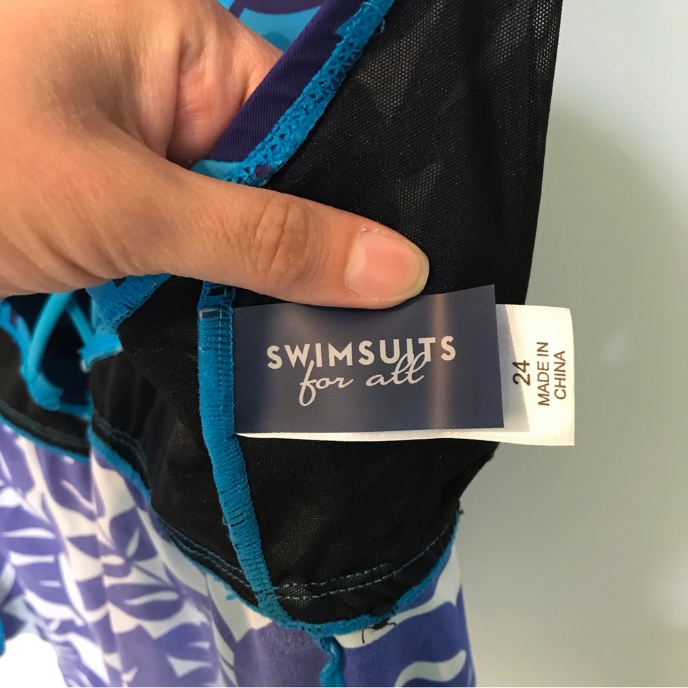 Swimsuits for All Blue Floral print Bathing Suit top Tankini 24 Criss cross - Picture 6 of 14